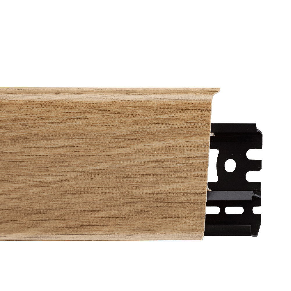 Plinta parchet, cu canal cablu, PVC, stejar burbon, INDO 70, 2500 mm