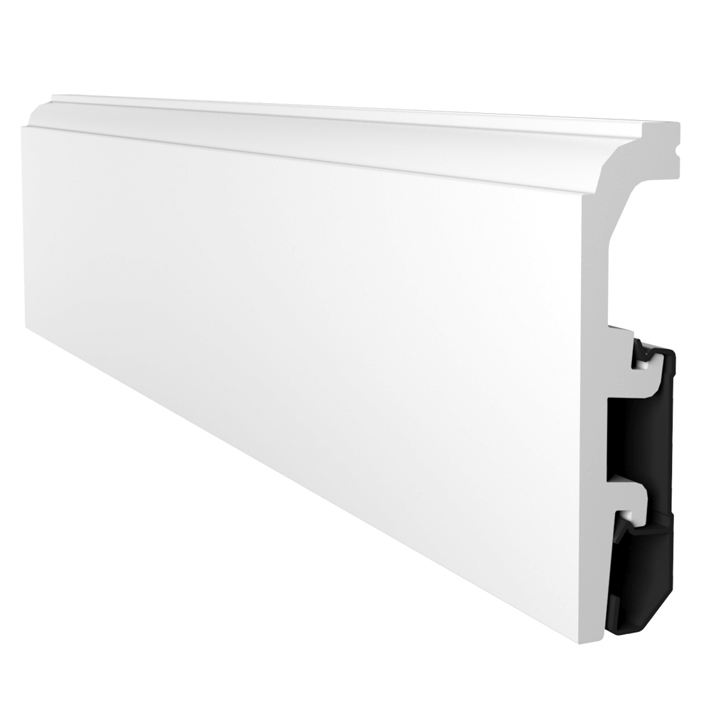 Plinta pardoseala Vega P0910, polimer dur, alb, 2400 x 90 x 20 mm