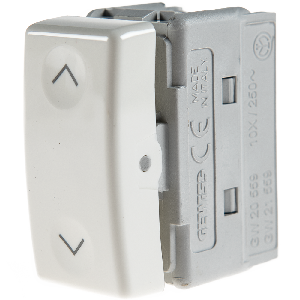 Buton storuri System, Gewiss GW20559, 3 pozitii, 1M, alb