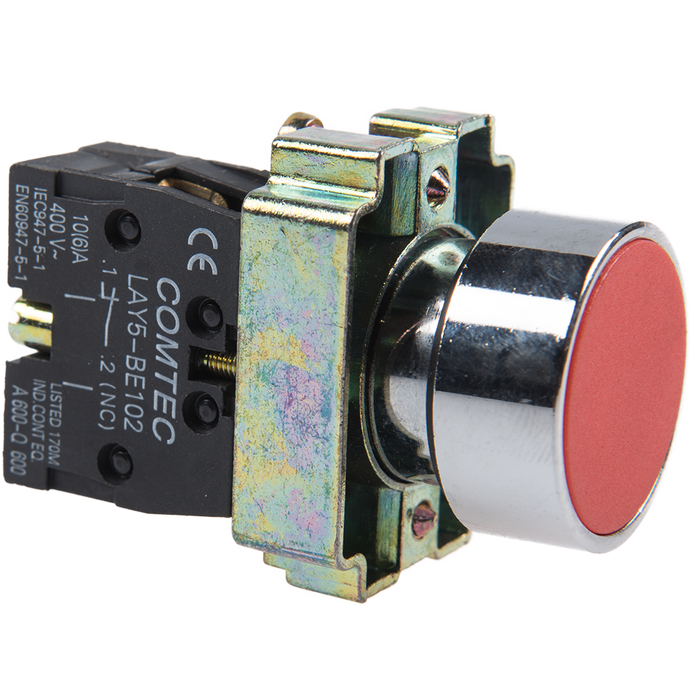 Buton cu revenire+etrier si modul 1NI Comtec- MF0005-20032, 10A, rosu