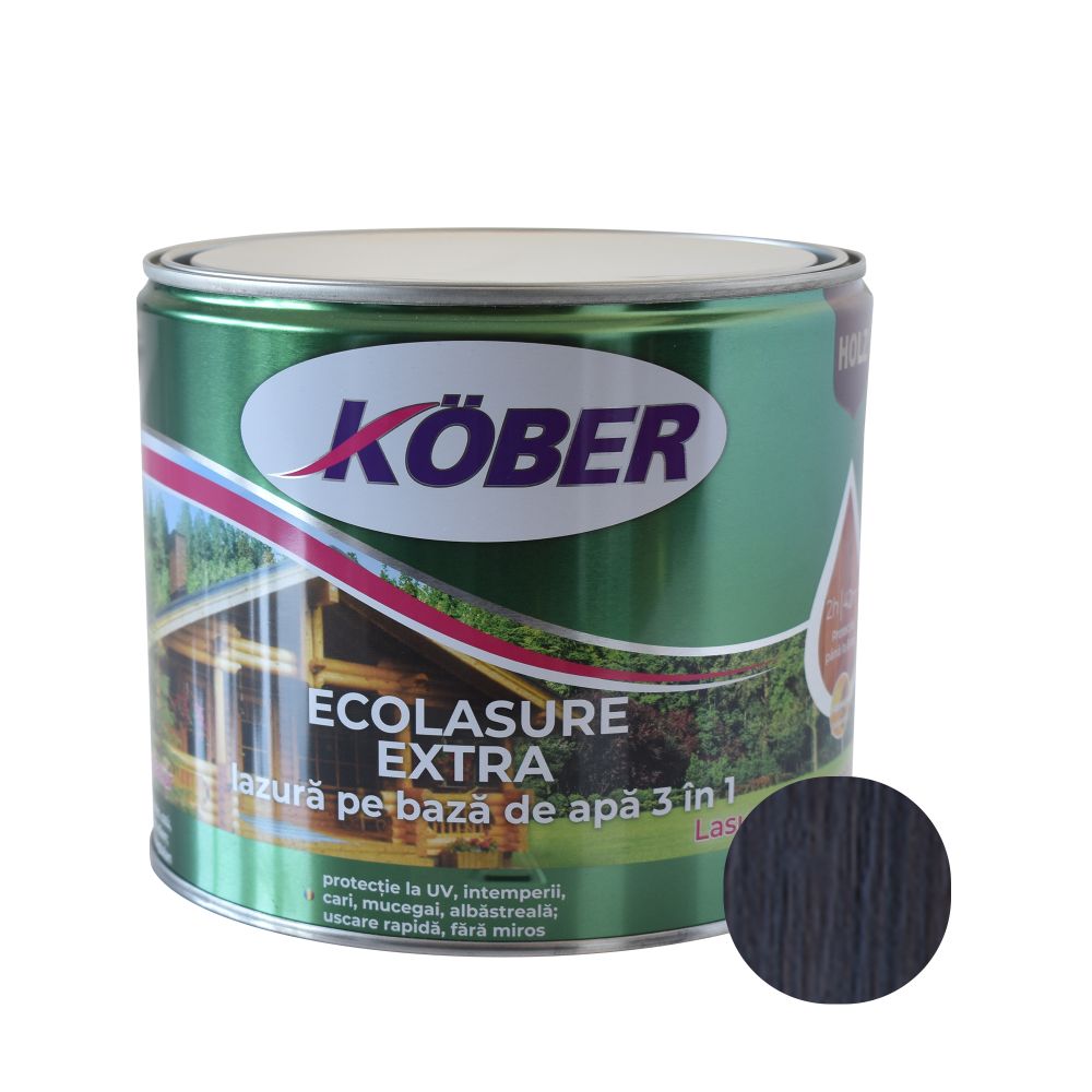 Lazură  Kober Ecolasure Extra 3 in 1 pentru lemn,pe baza de apa, wenge, 2.5 l
