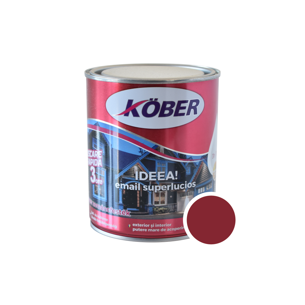 Vopsea email Kober Ideea pentru lemn/metal/sticla, interior/exterior, grena, 0,75 l