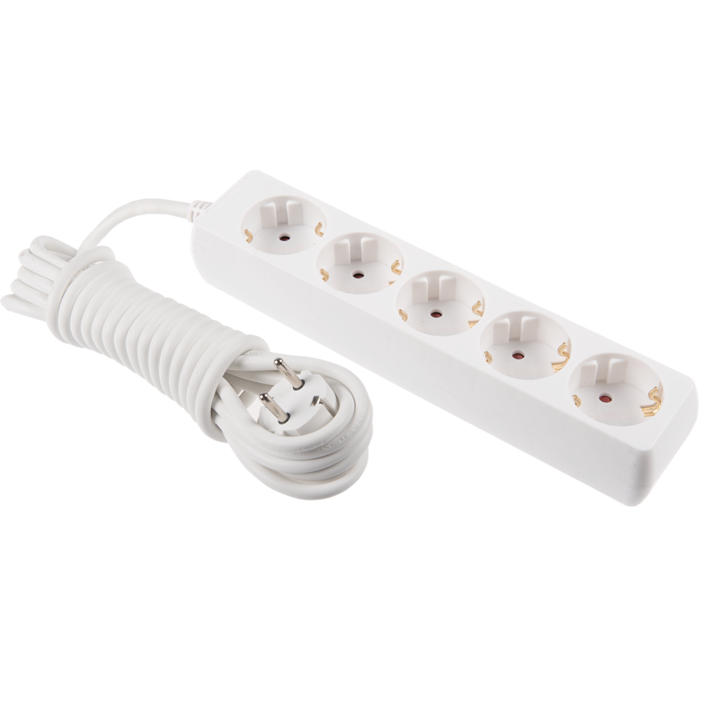 Prelungitor cu 5 prize Schuko, cablu 3 x 1 mm si lungime de 3 m, protectie copii, alb