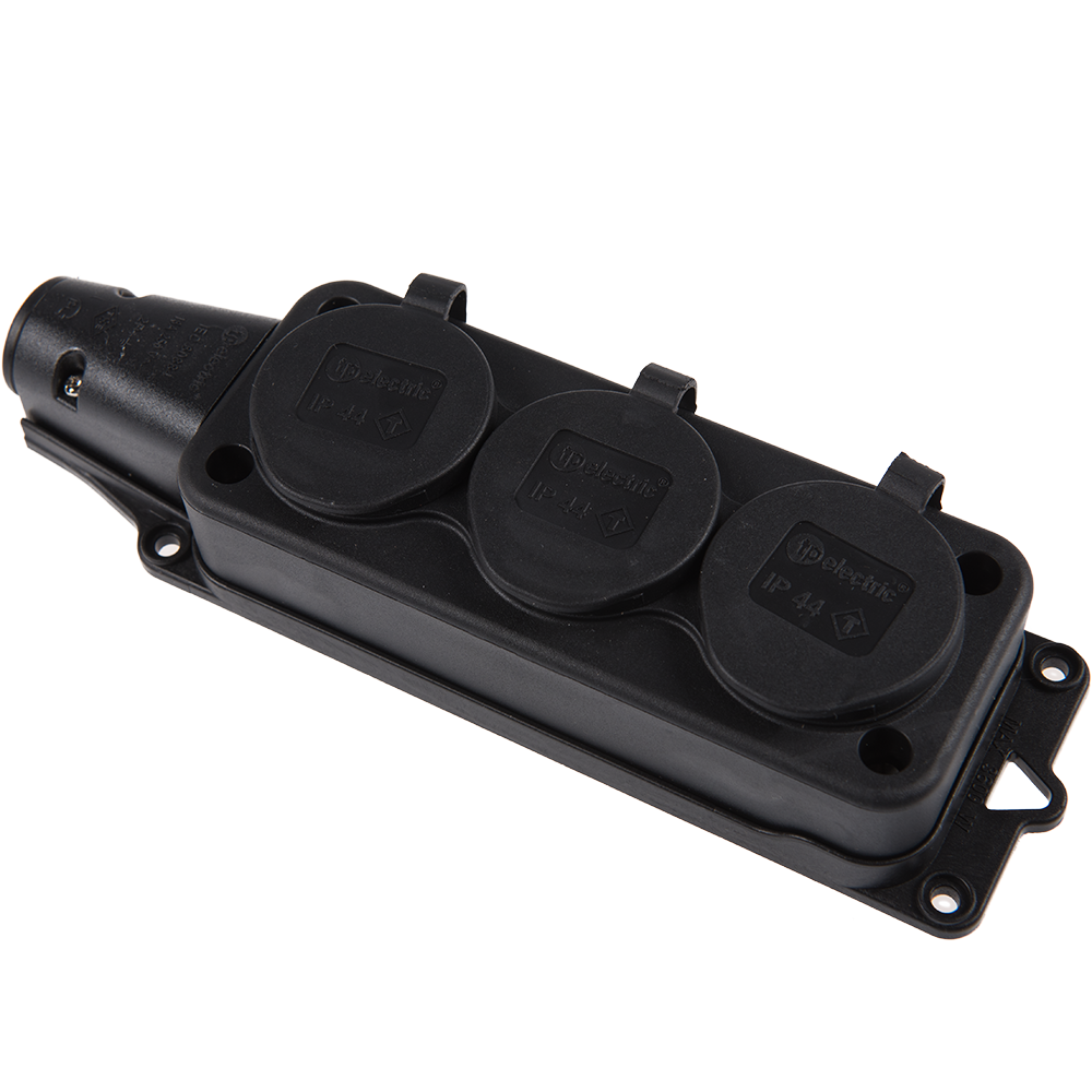 Prelungitor Comtec cu 3 prize Schuko, fara Cablu, IP44