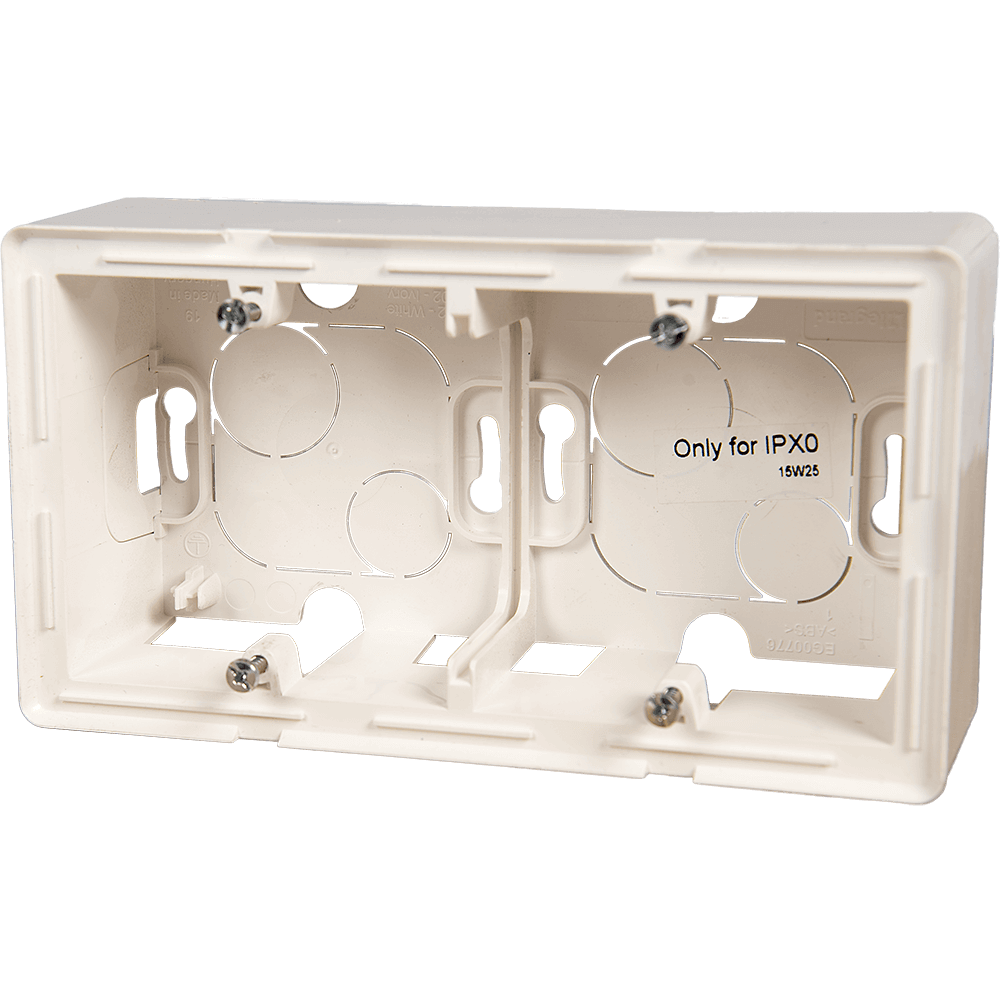 Doza dubla pentru montaj aparent Legrand 754192, 2 posturi, IP2X, alb