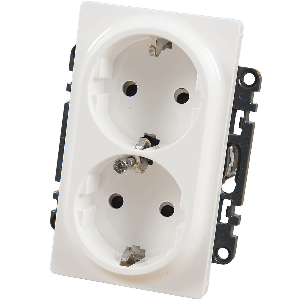 Priza dubla schuko Legrand 753126, cu protectie copii, 250 V 16A, alb