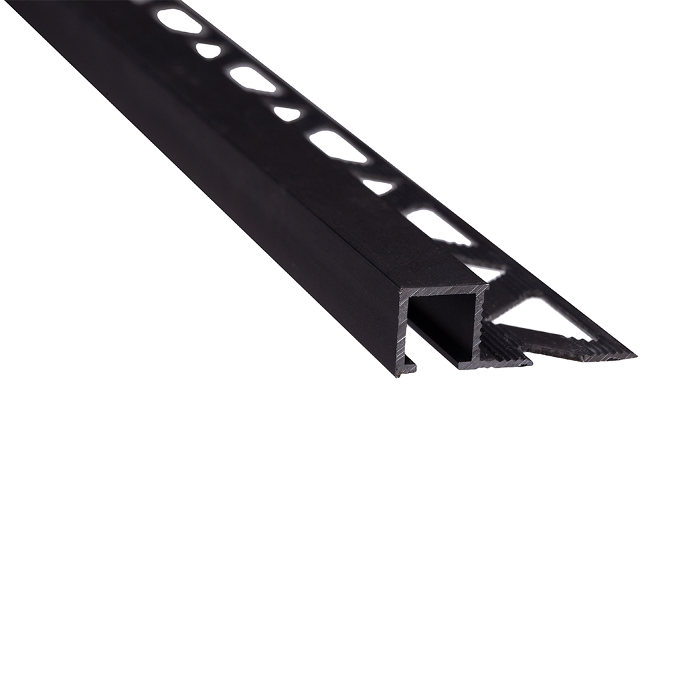 Profil de termintatie Set S88, din aluminiu, patrat, negru, 10 mm
