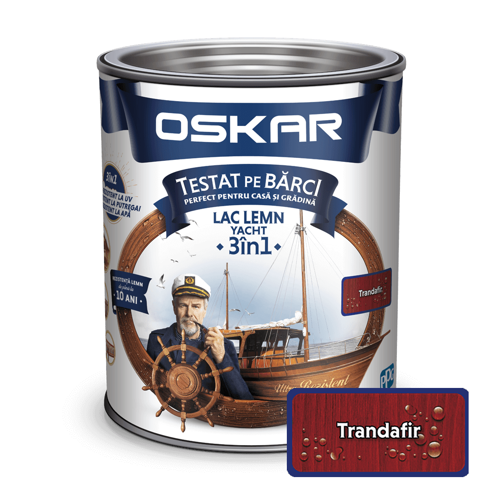 Lac pentru lemn Oskar Yacht, trandafir, interior/exterior, 0.75 L