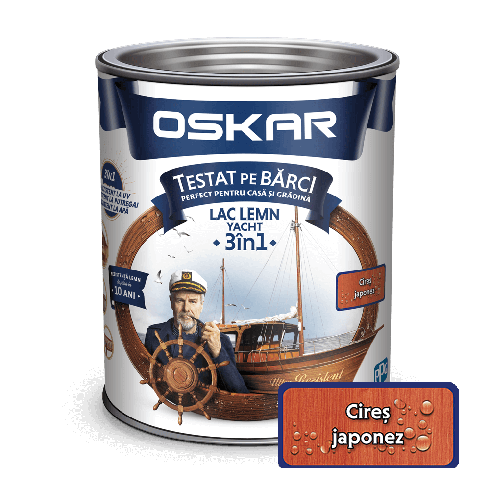 Lac pentru lemn Oskar Yacht, cires japonez, interior/exterior, 2.5 L