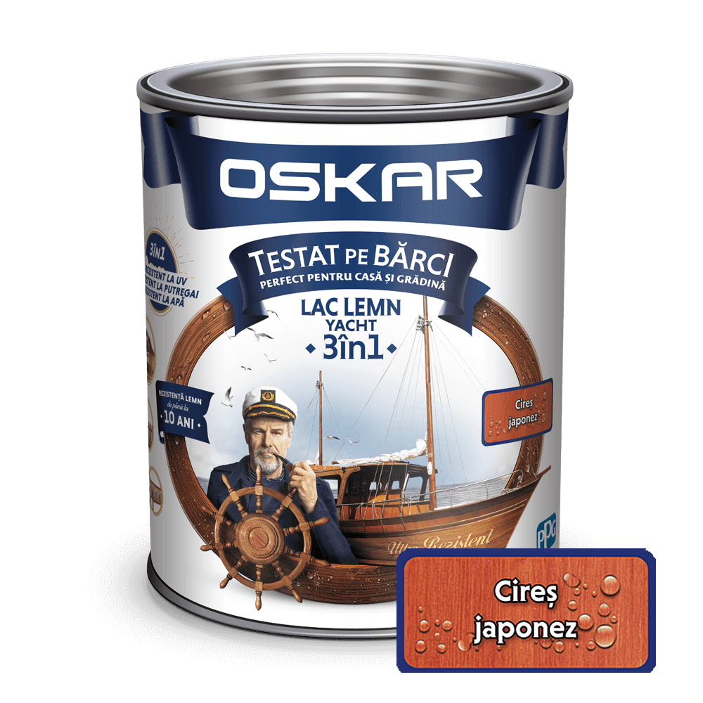 Lac pentru lemn Oskar Yacht, cires japonez, interior/exterior, 0.75 L