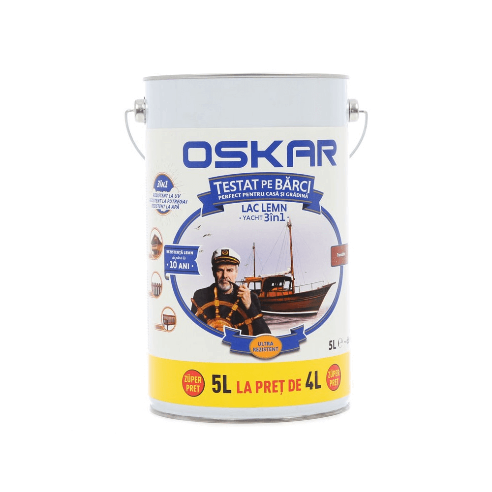 Lac pentru lemn Oskar Yacht 3 in 1, trandafir, interior / exterior, 5 l