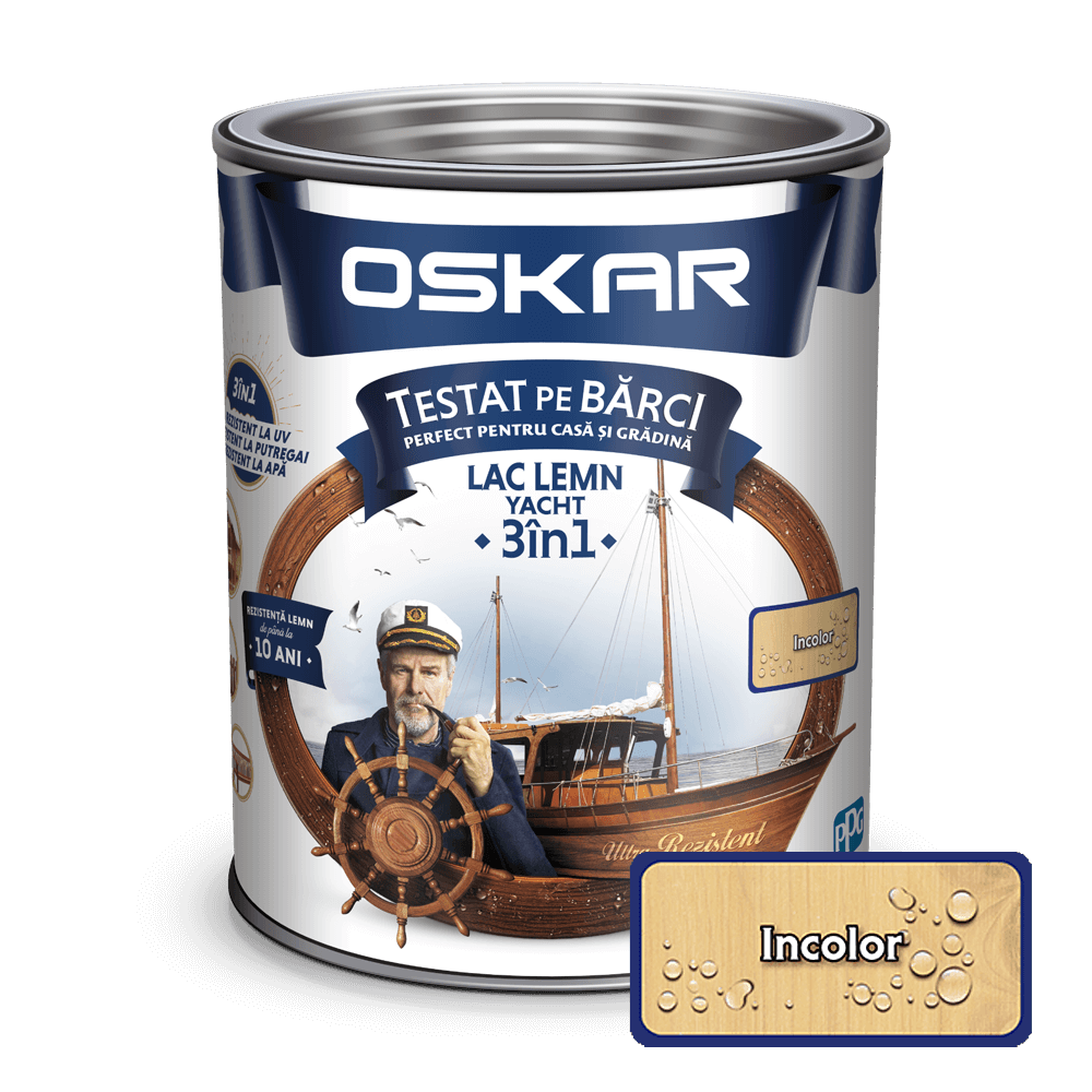 Lac pentru lemn Oskar Yacht, incolor, interior/exterior, 0.75 L
