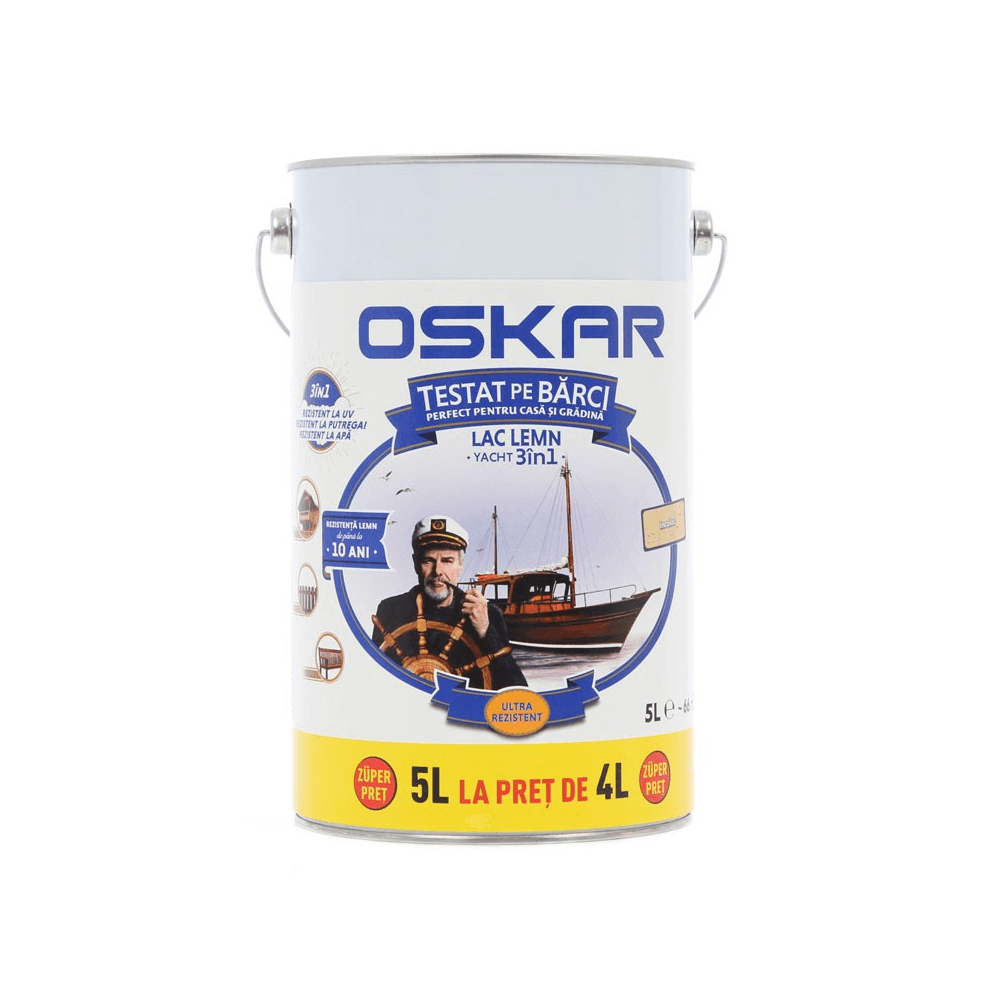 Lac pentru lemn Oskar Yacht 3 in 1, incolor, interior / exterior, 5 l
