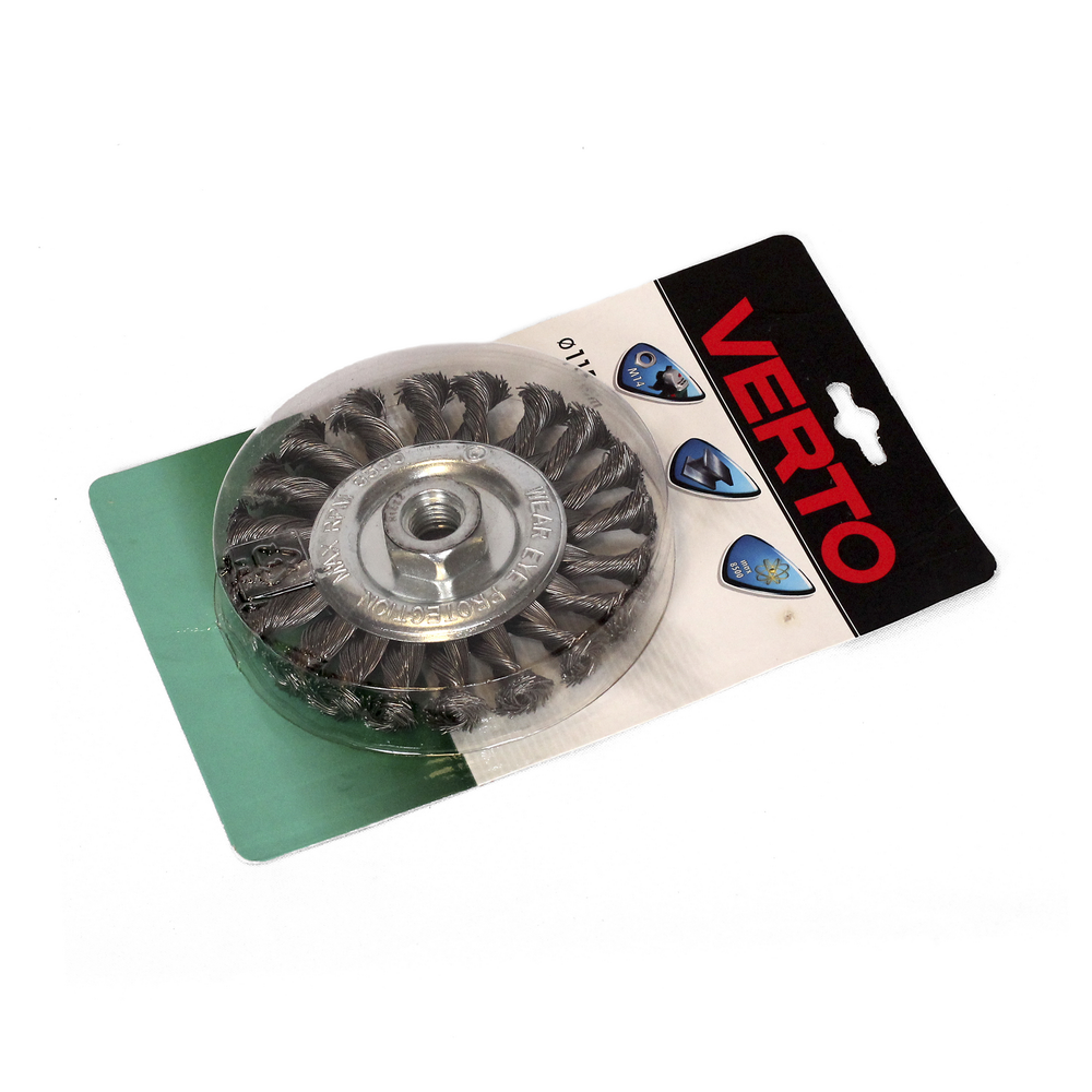 Perie conica, pentru polizor unghiular, Verto 62H140, diametru 115 mm