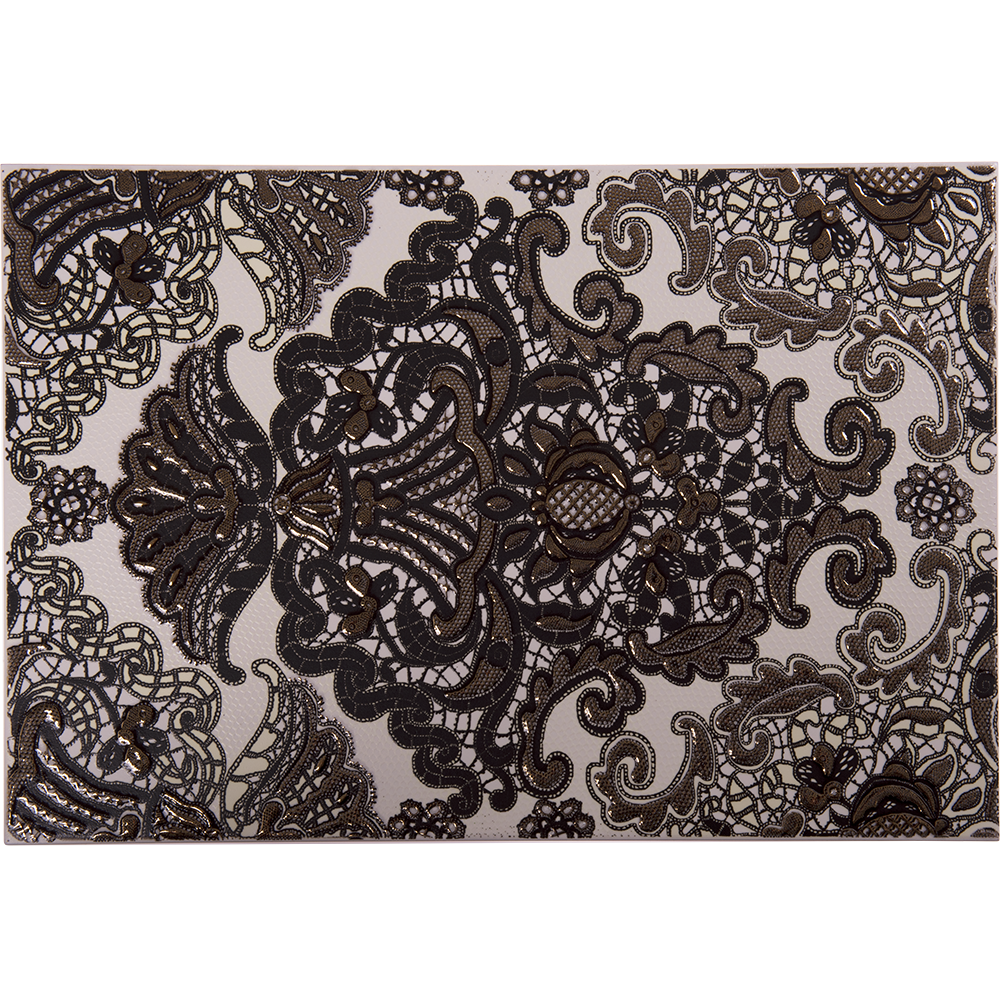 Faianta decorativa interior Organza, negru, 27.5 x 40 cm