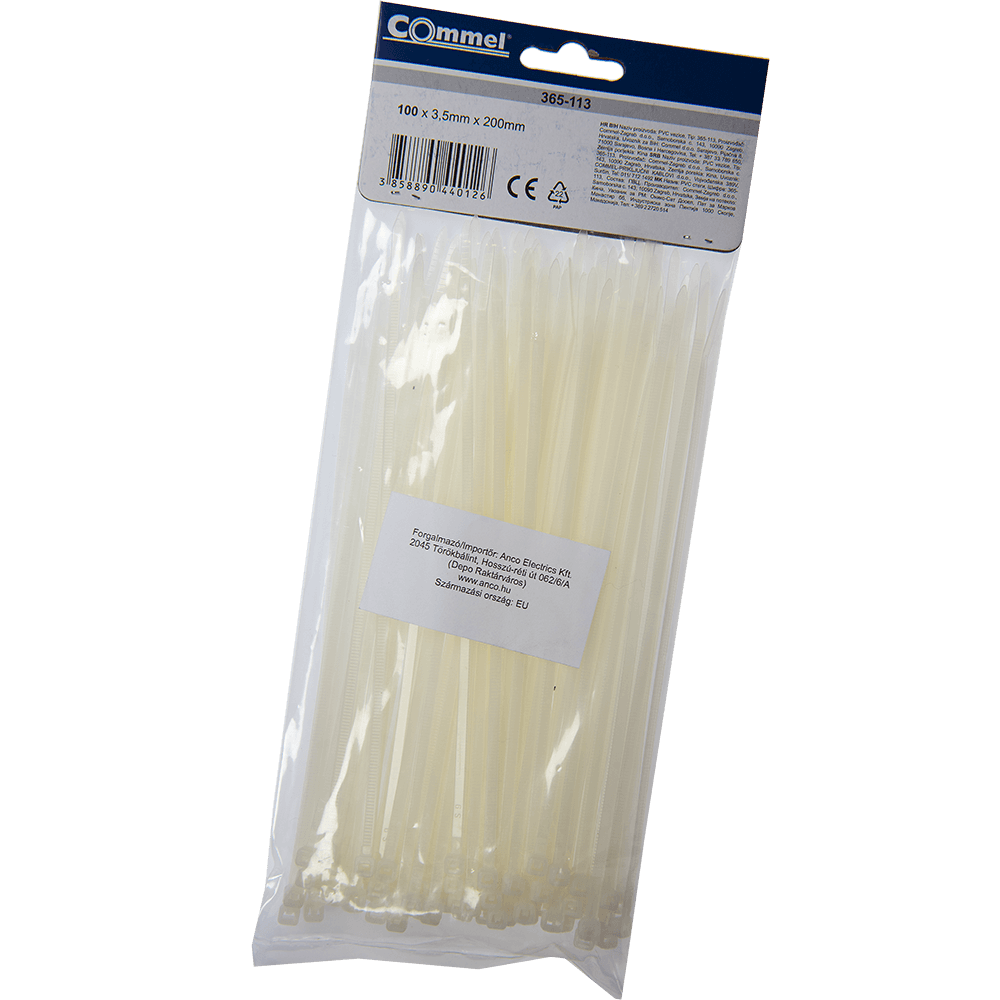 Colier PVC Anco, 3.5 x 200 mm, alb, 100 bucati