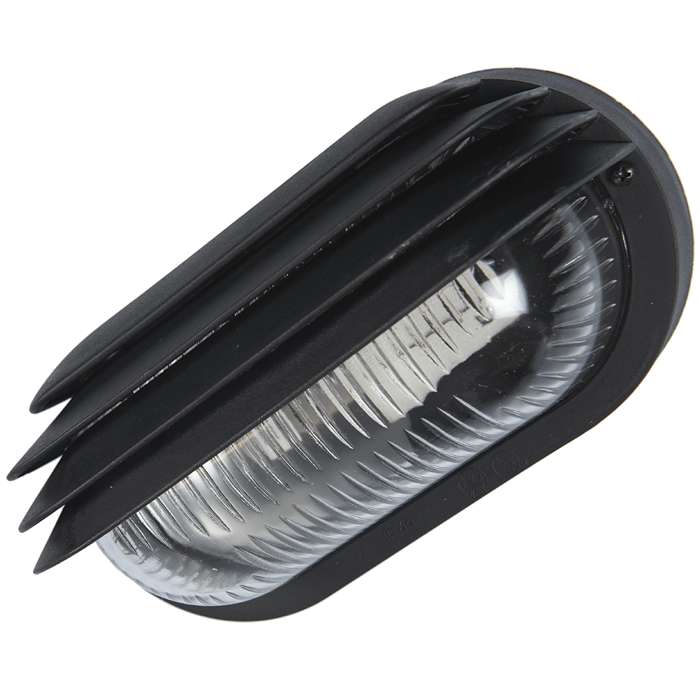Lampa ovala din plastic, E27, 60W, IP44, negru
