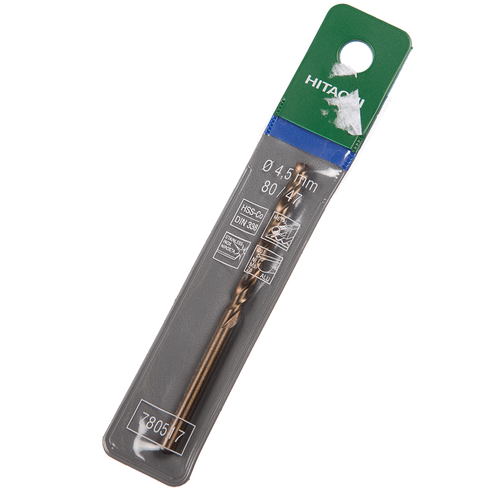 Burghiu Hikoki HSS-Co, mandrina standard, pentru metal, 4,5 mm
