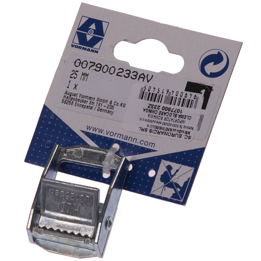 Clema blocare chinga, metal, gri, 25 mm