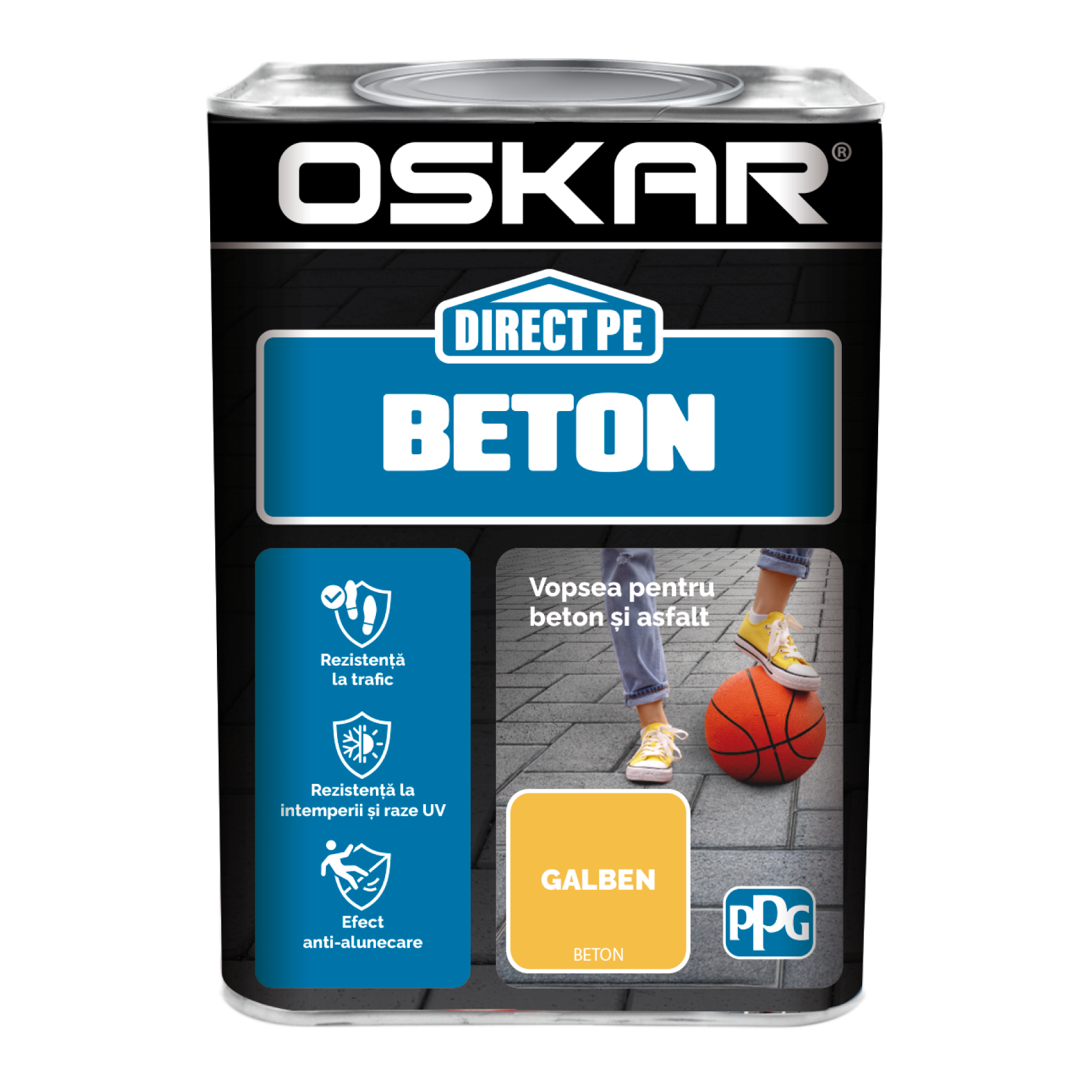 Email Oskar Direct pe beton, galben, interior/exterior, 0,75 l