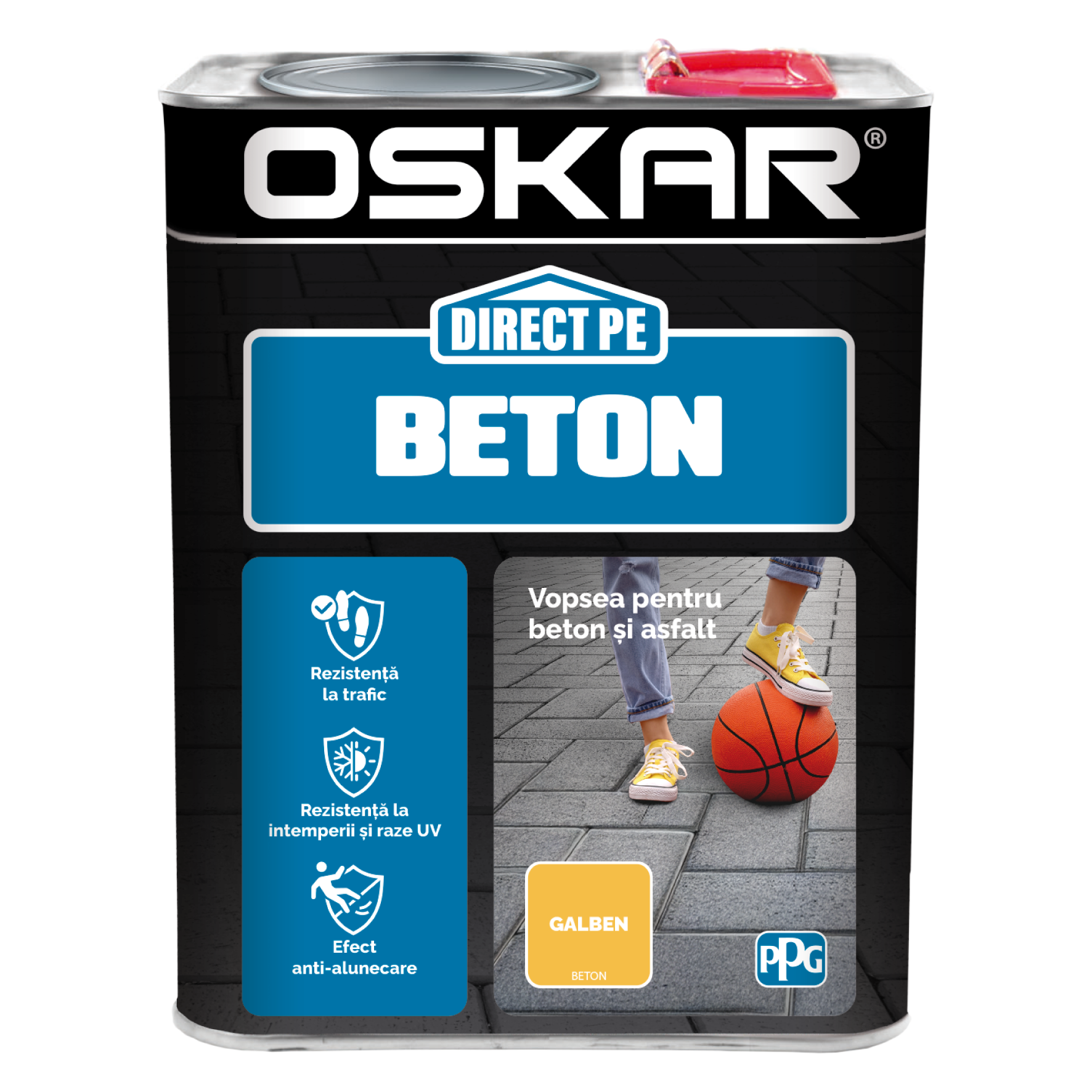 Email Oskar Direct pe beton, galben, interior/exterior, 2,5 l