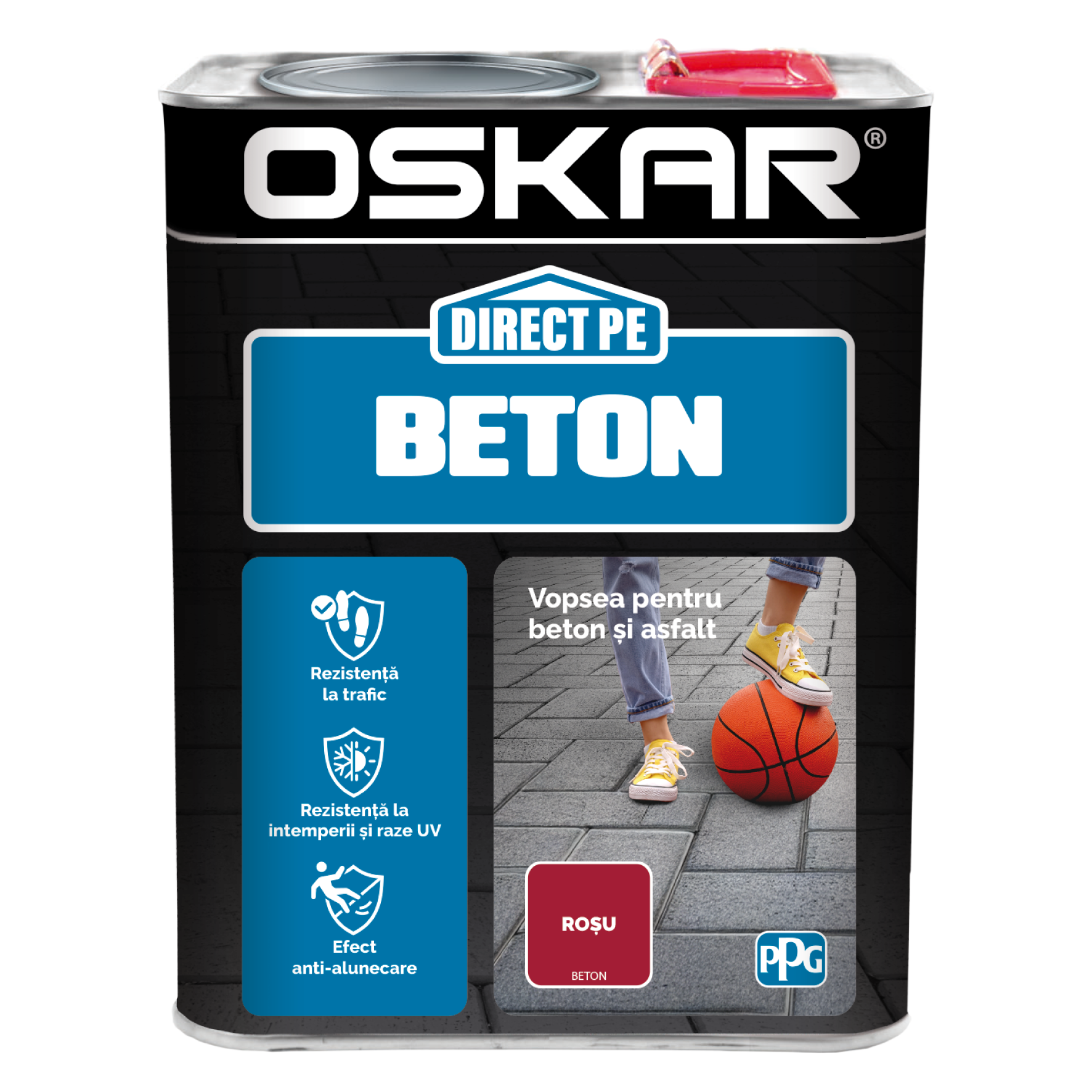 Email Oskar Direct pe beton, rosu, interior/exterior, 2,5 L
