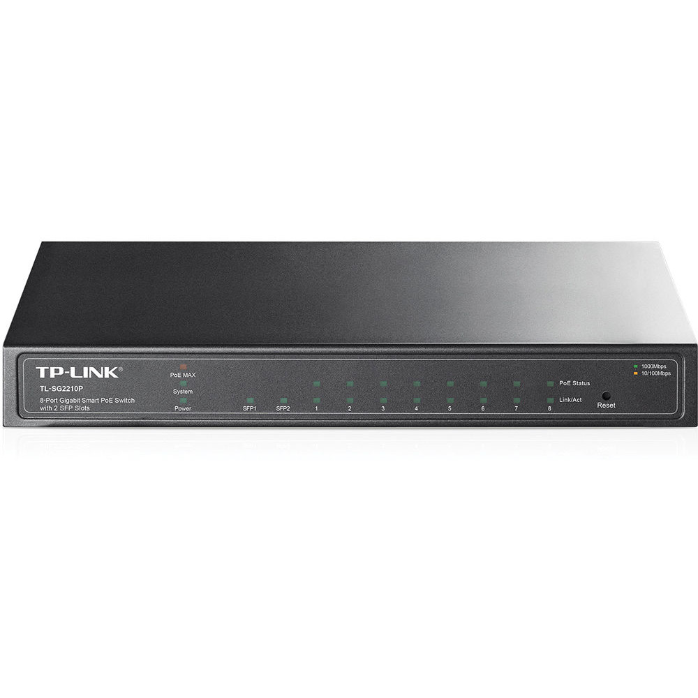 Switch PoE TL-SG2210P, 8 porturi 10/100/ 1000 Mbps, 2 sloturi SFP (include timbru verde 1 leu)