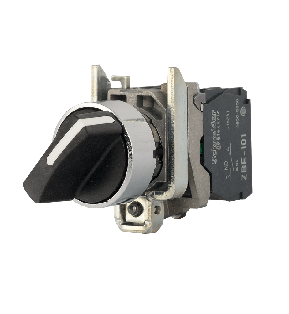 Comutator selector Schneider XB4BD25, pozitie 1NO+1NC, 10A, 600 V