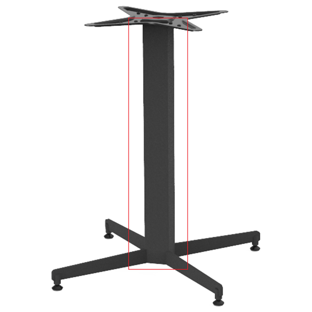 Tub pentru picior de masa cu postament, metal, negru, 70 x 70 x 1100 mm