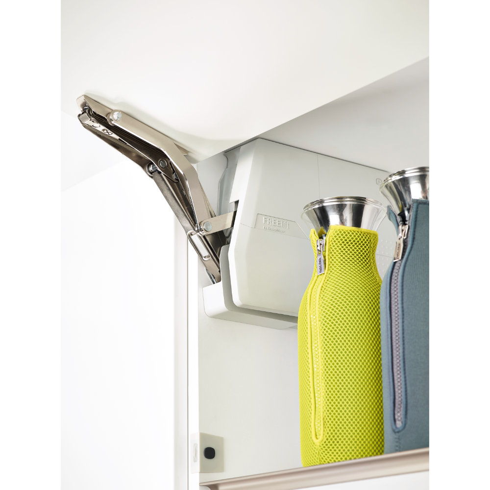 Mecanism deschidere usi dulap Kesseboehmer Free Flap Forte tip E, H front 350 - 650 mm, 90° / 107°, gri