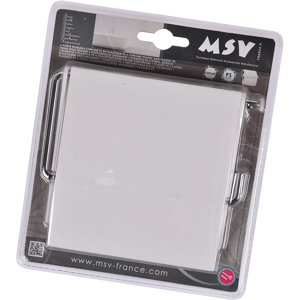 Suport hartie igienica MSV, plastic-metal, alb, 13 x 15 x 11,5 cm