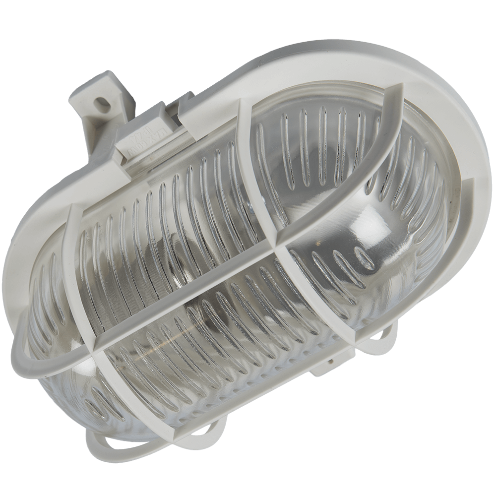 Aplica ovala cu protectie din plastic, E27, IP44, alb