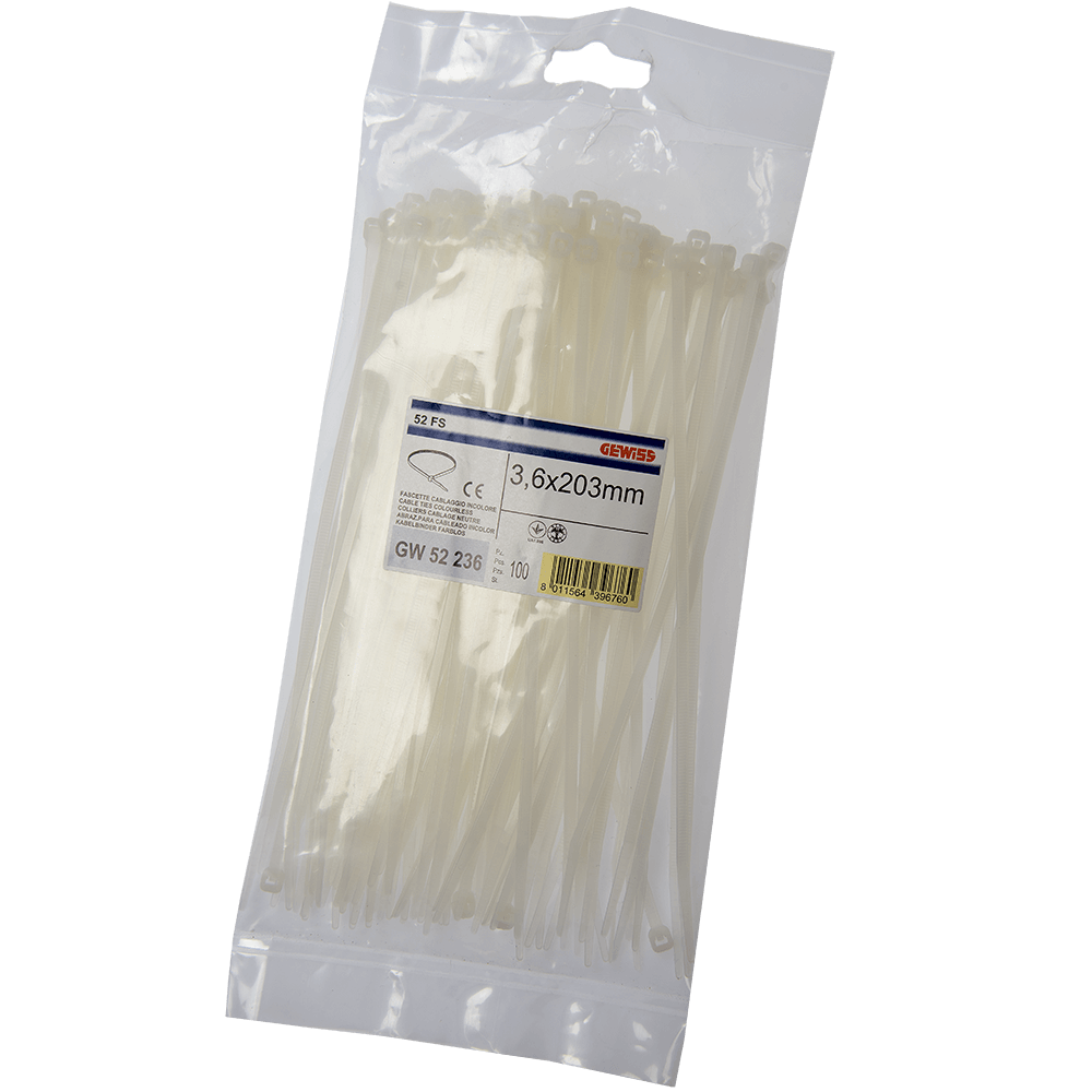 Colier PVC Gewiss GW52236, 203 x 3.5 mm, incolor, 100 bucati/set