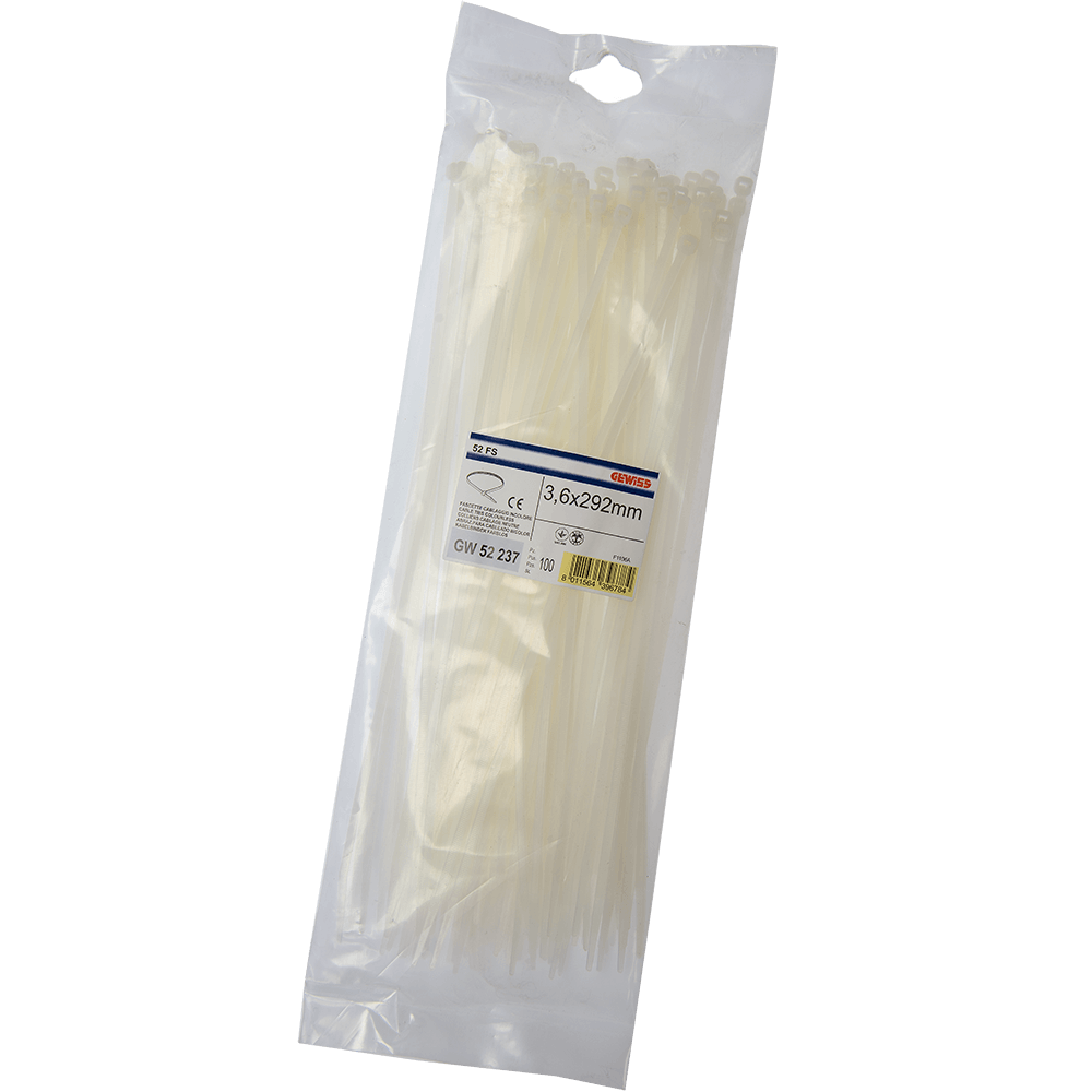 Colier PVC Gewiss GW52237, 292 x 3.6 mm, incolor, 100 bucati/set