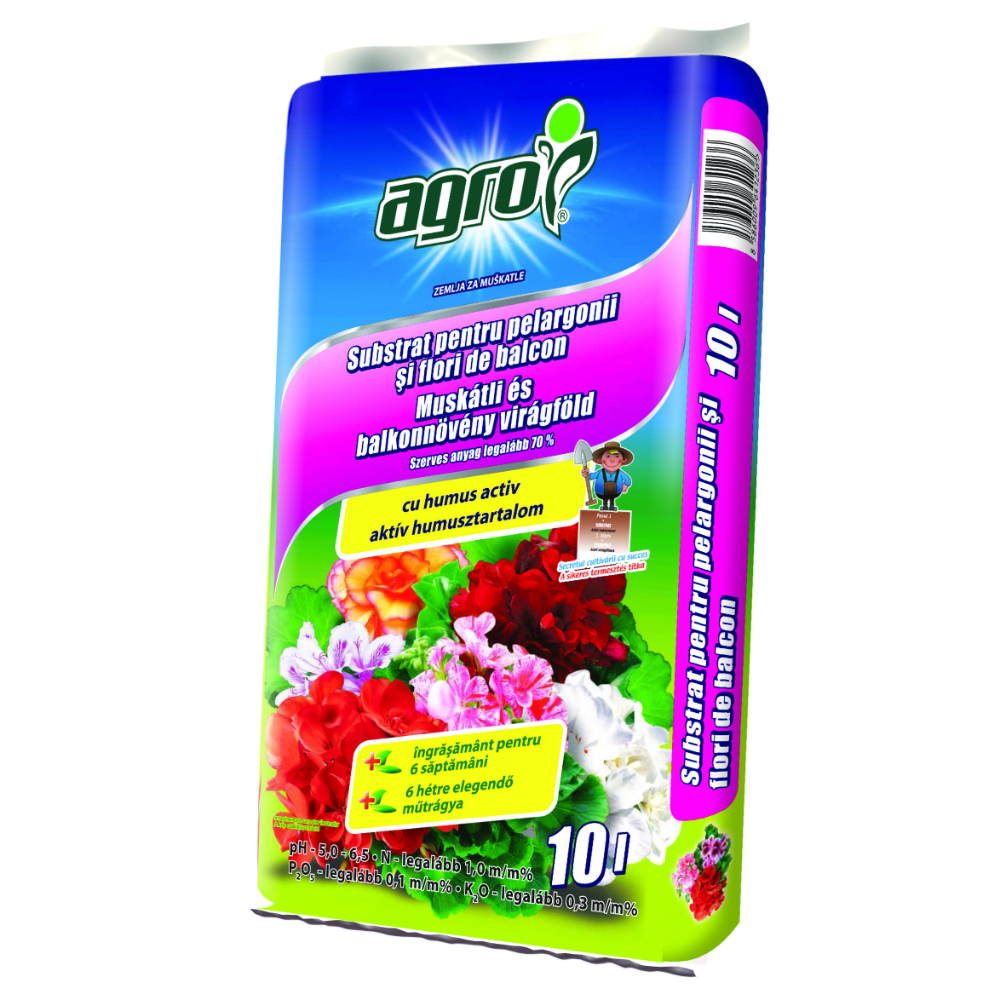 Pamant pentru muscate si flori de balcon Agro CS, 10 l