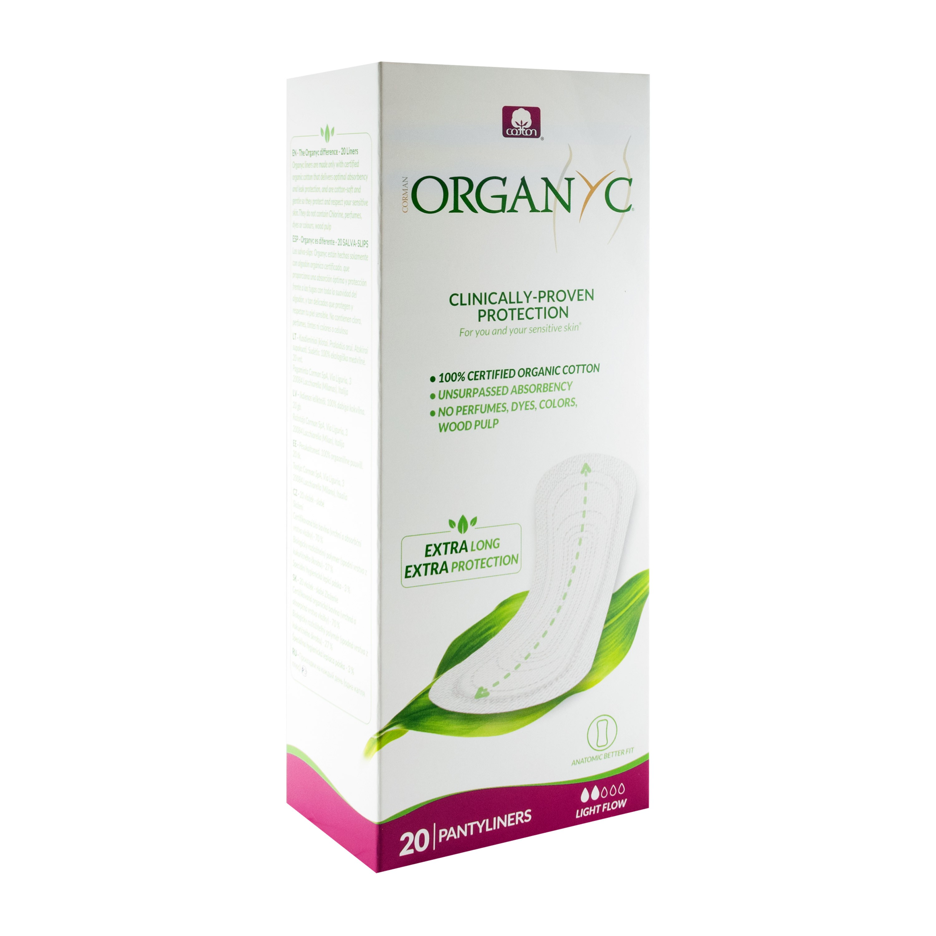 Absorbante zilnice Maxi din bumbac organic 20 buc Organyc