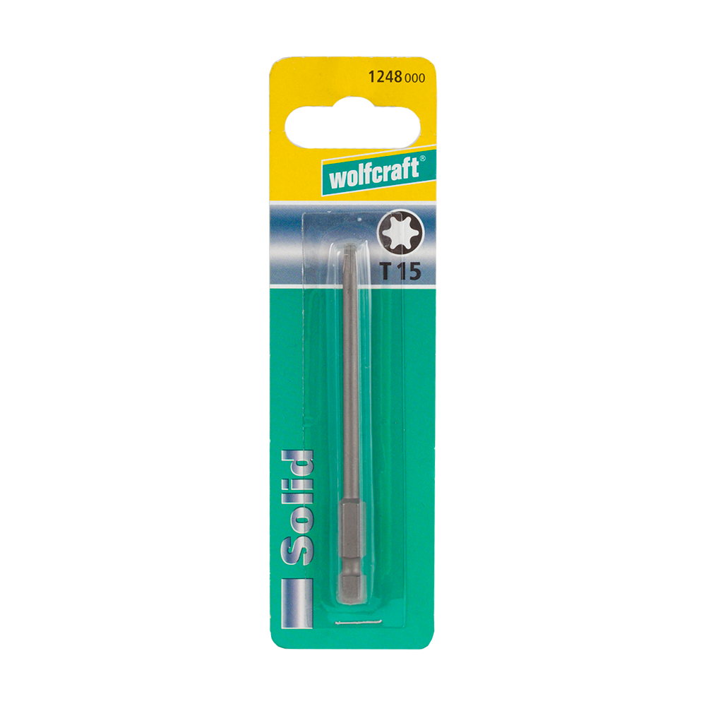 Bit solid Wolfcraft, Torx, T15, 1 buc, 89 mm