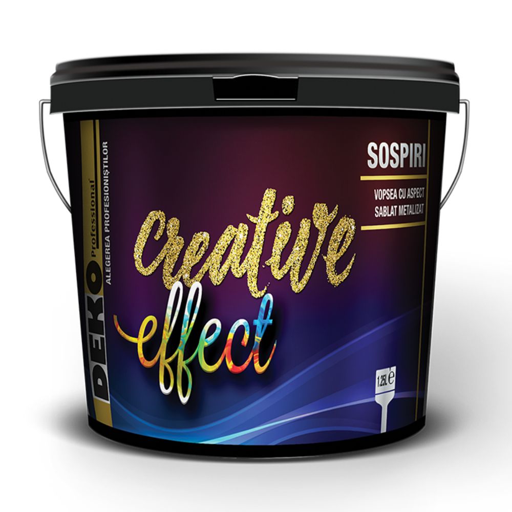 Vopsea decorativa cu aspect sablat metalizat, Deko Creative Effect Sospiri Silver, 1.25 L