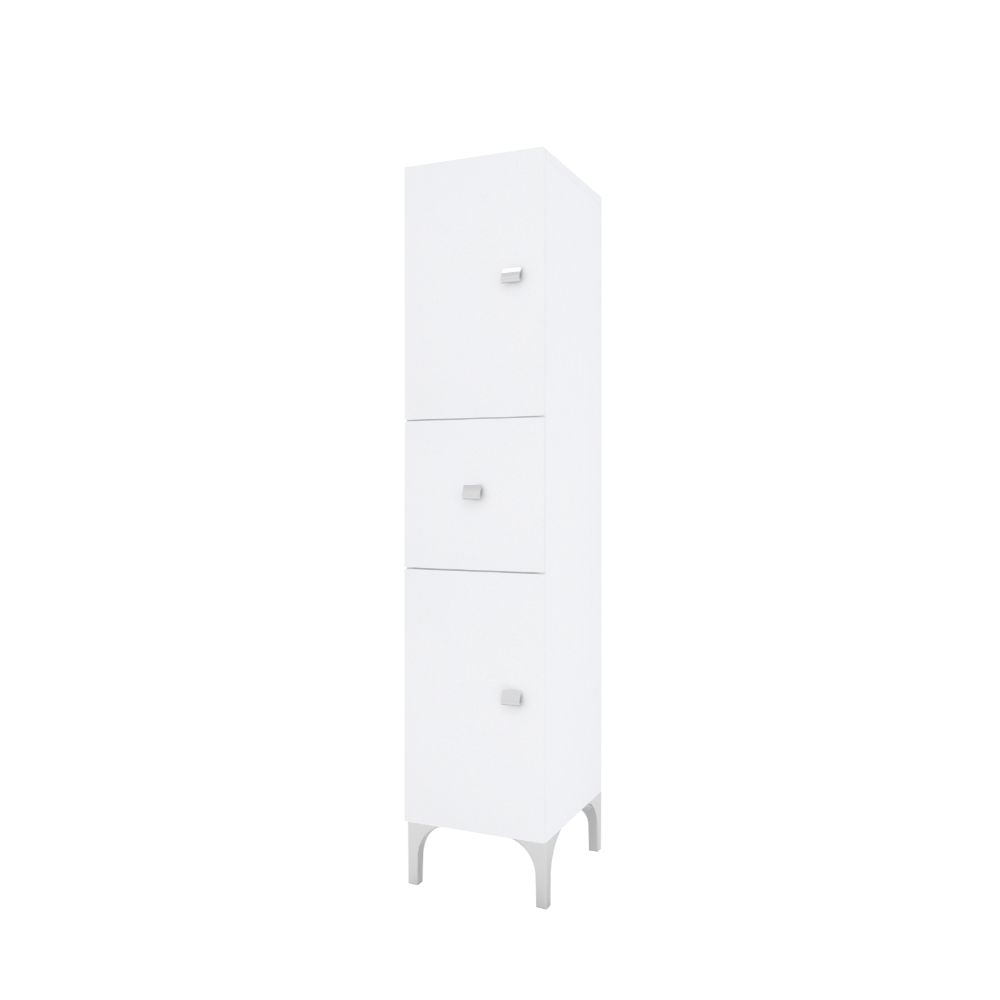 Dulap baie Savini Due, 2 usi + 1 sertar, PAL si MDF, alb, 148 x 31.6 x 33.5 cm