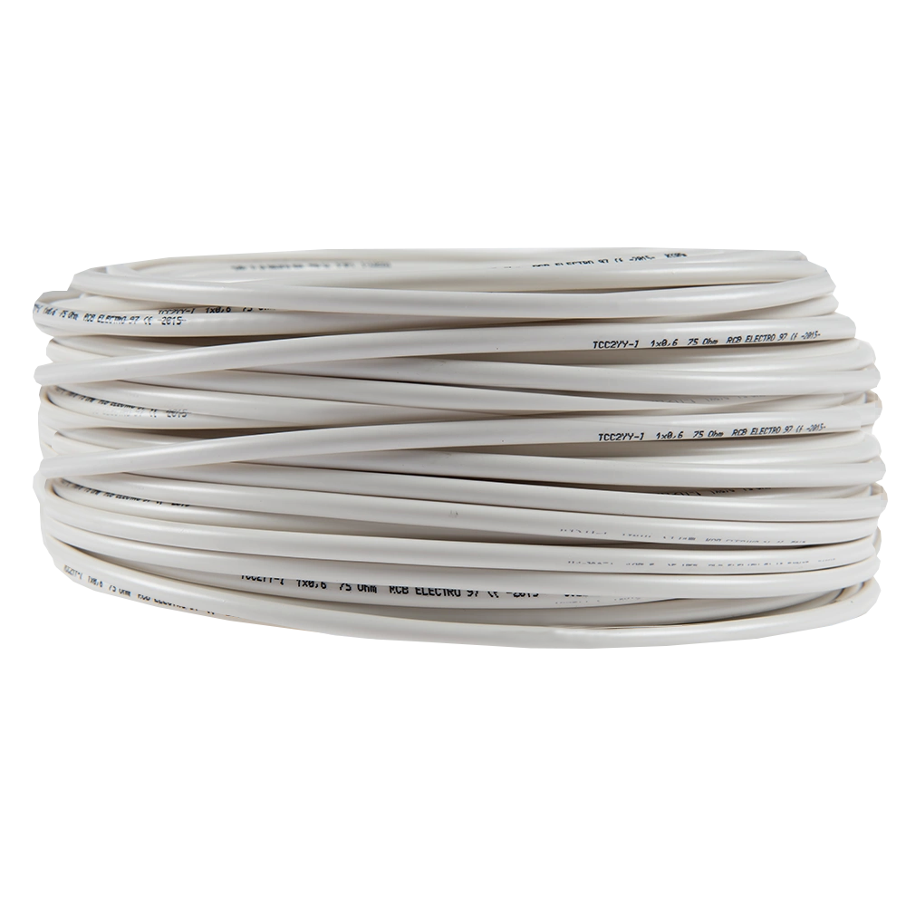 Cablu coaxial TCC2YY-I/ RG59/U, 1 conductor, diametru 0.6 mm, alb, 100 m/colac