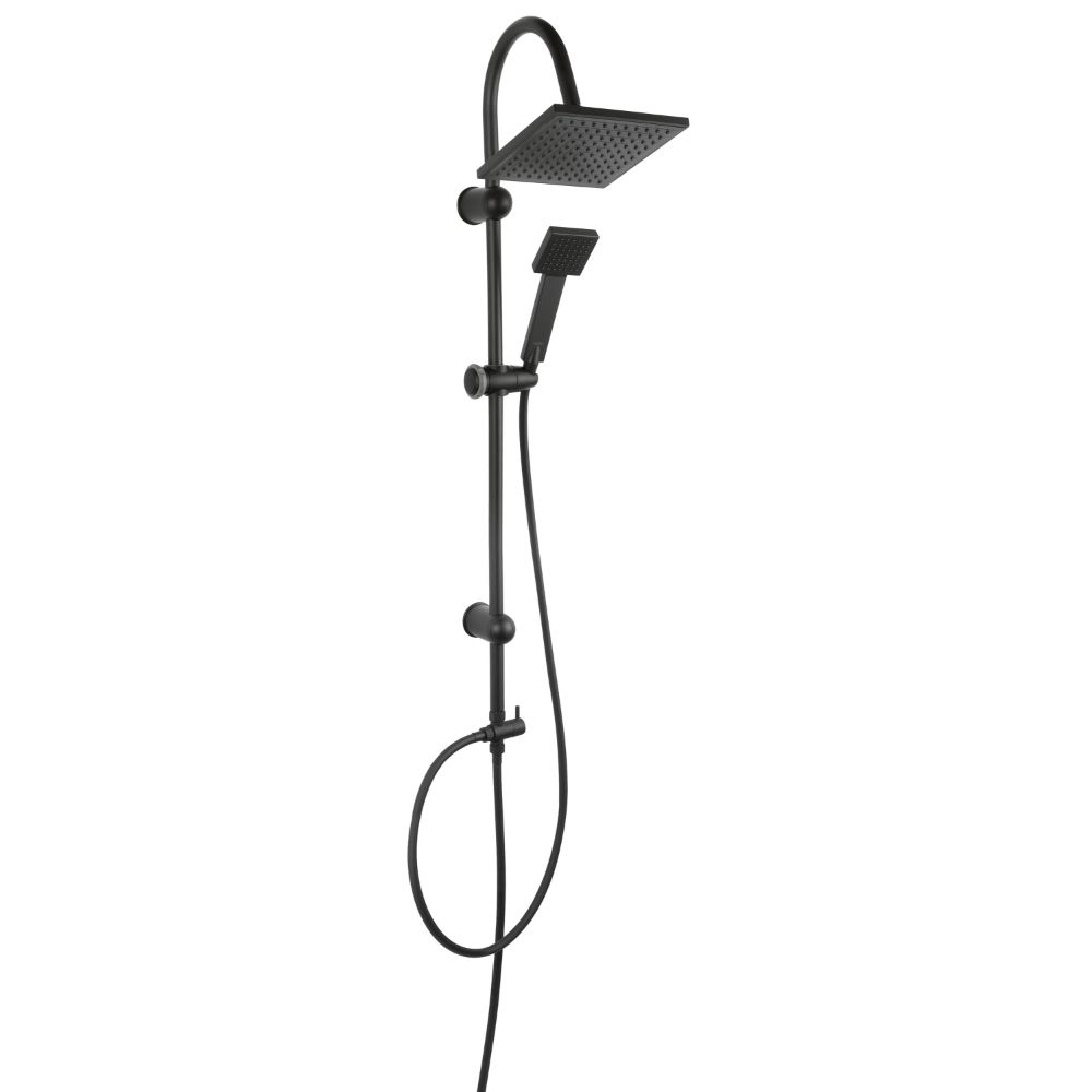 Set dus Ferro Squerto Black NP22-BL, reglabil, comutator metalic cu cartus ceramic, negru, 1,5 m