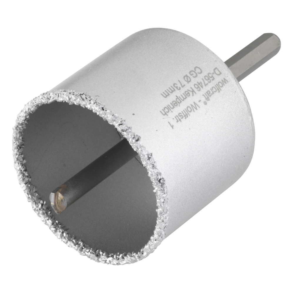 Carota diamantata Wolfcraft, cu ax hexagonal si burghiu centrare, 73 mm