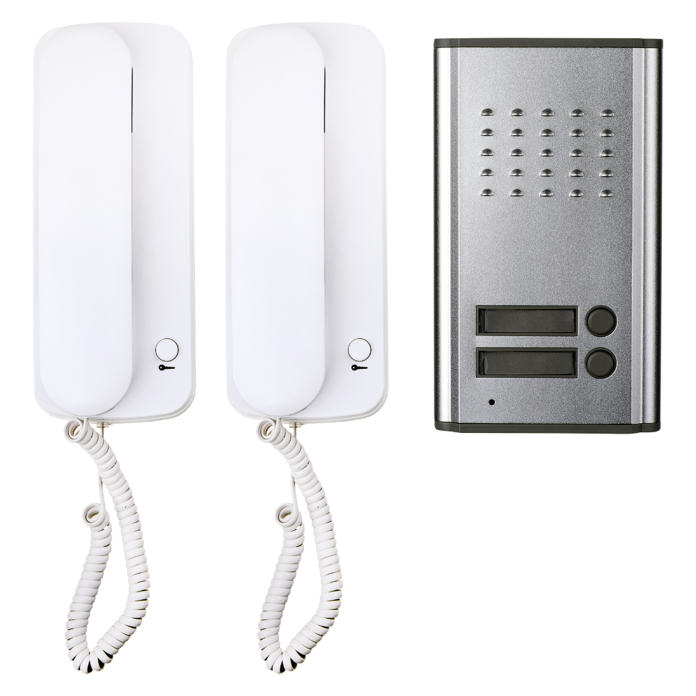 Kit interfon audio pentru 2 apartamente Emos H1086, montaj aparent