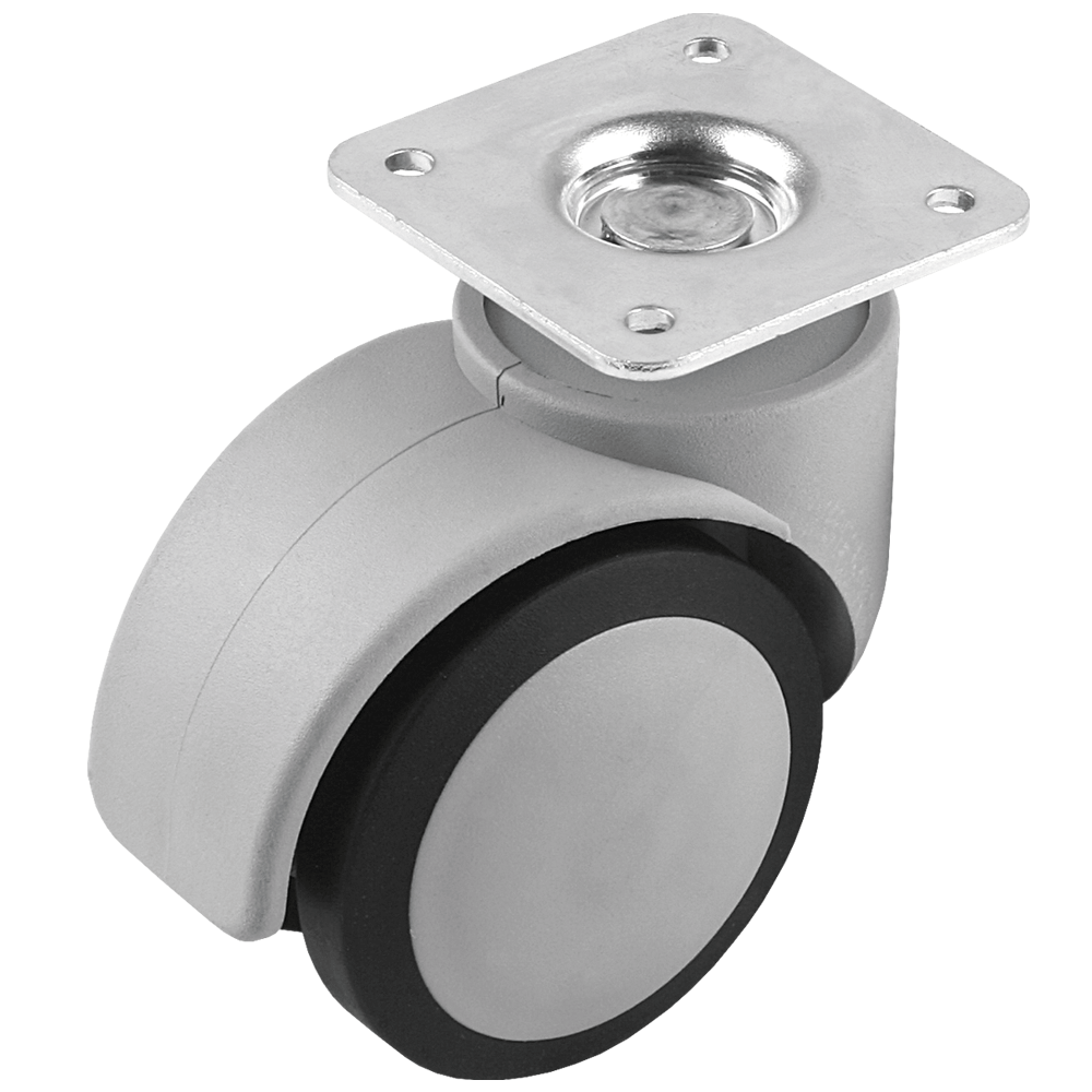 Rotila dubla cu flasa, metal + plastic, gri, 50 x 68 mm