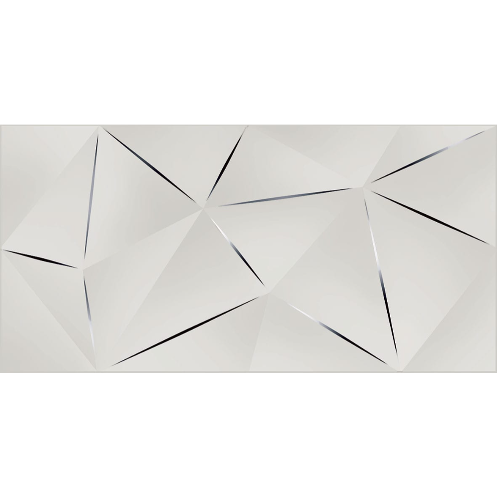 Faianta decorativa Cesarom Colorline gri mat, design geometric 3D, 25 × 50 cm