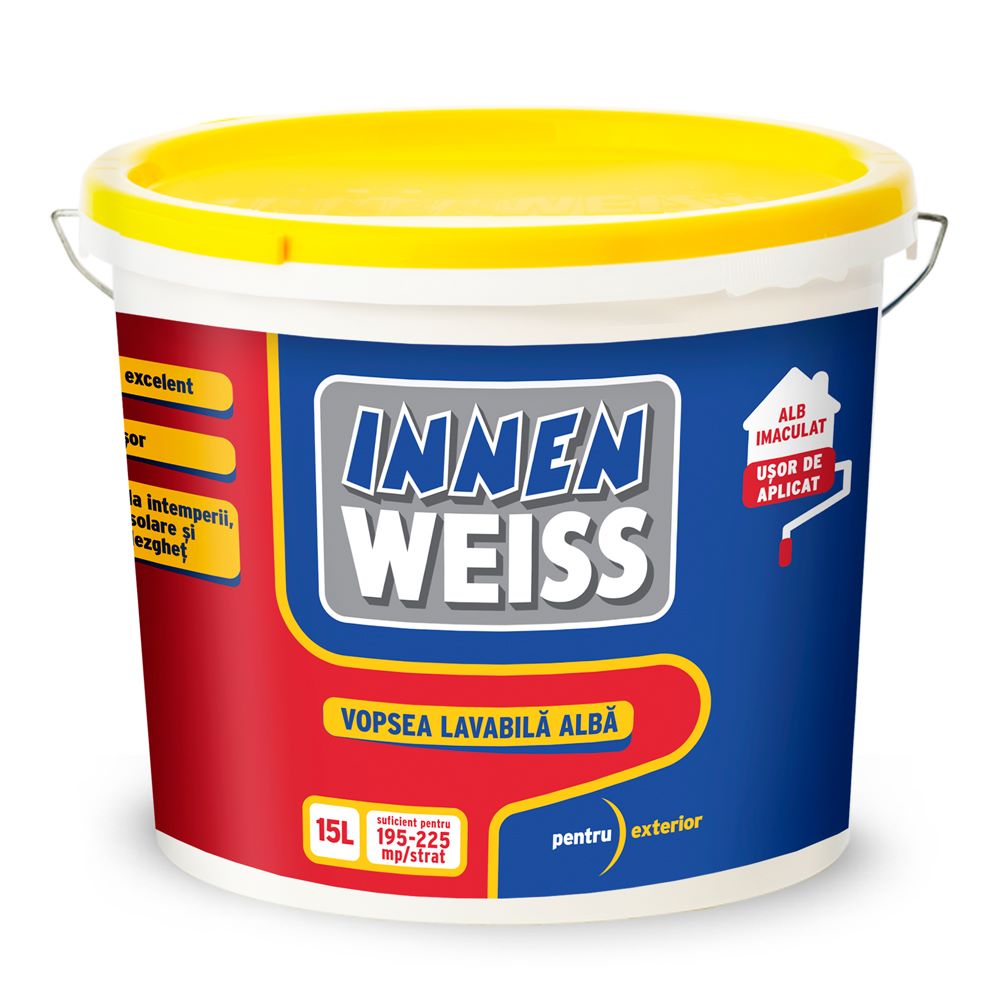 Vopsea lavabila exterior Innenweiss, alb, 15 l