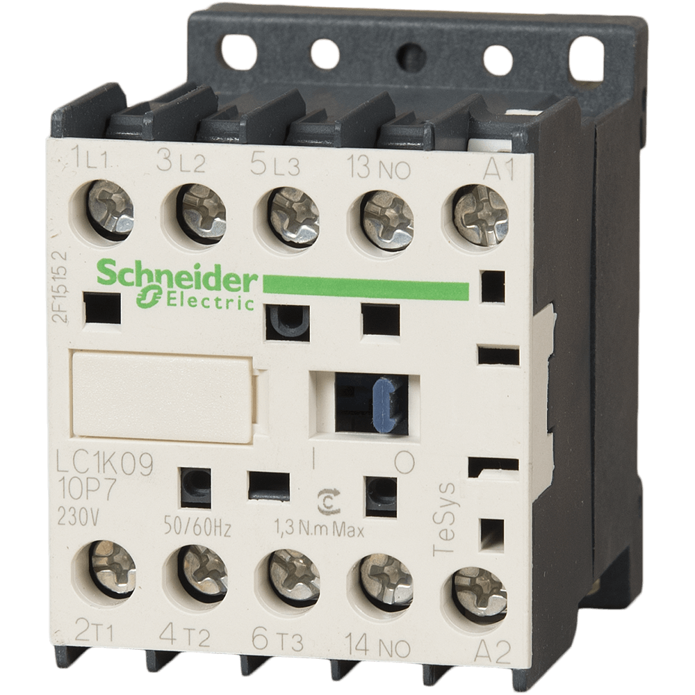 Contactor TeSys K, Schneider LC1K0910P7, 3P AC-3 440V 9A - aux 1NO - 230V Ac bobina