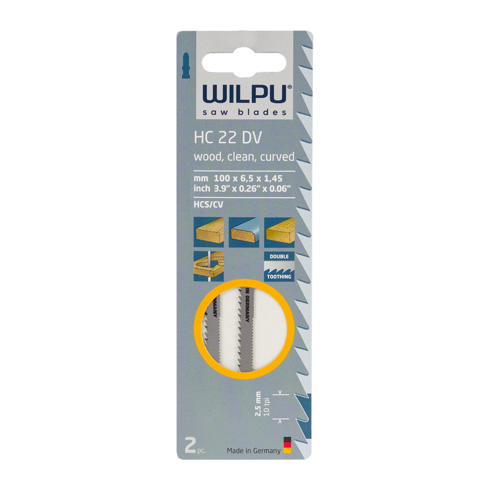 Set 2 panze Wilpu, HCS / CV pentru lemn, 100 x 6,5 x 1,45 mm