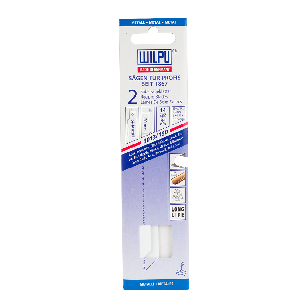 Set 2 panze Wilpu, bi-metal pentru fierastrau, 150 x 19 x 0,9 mm