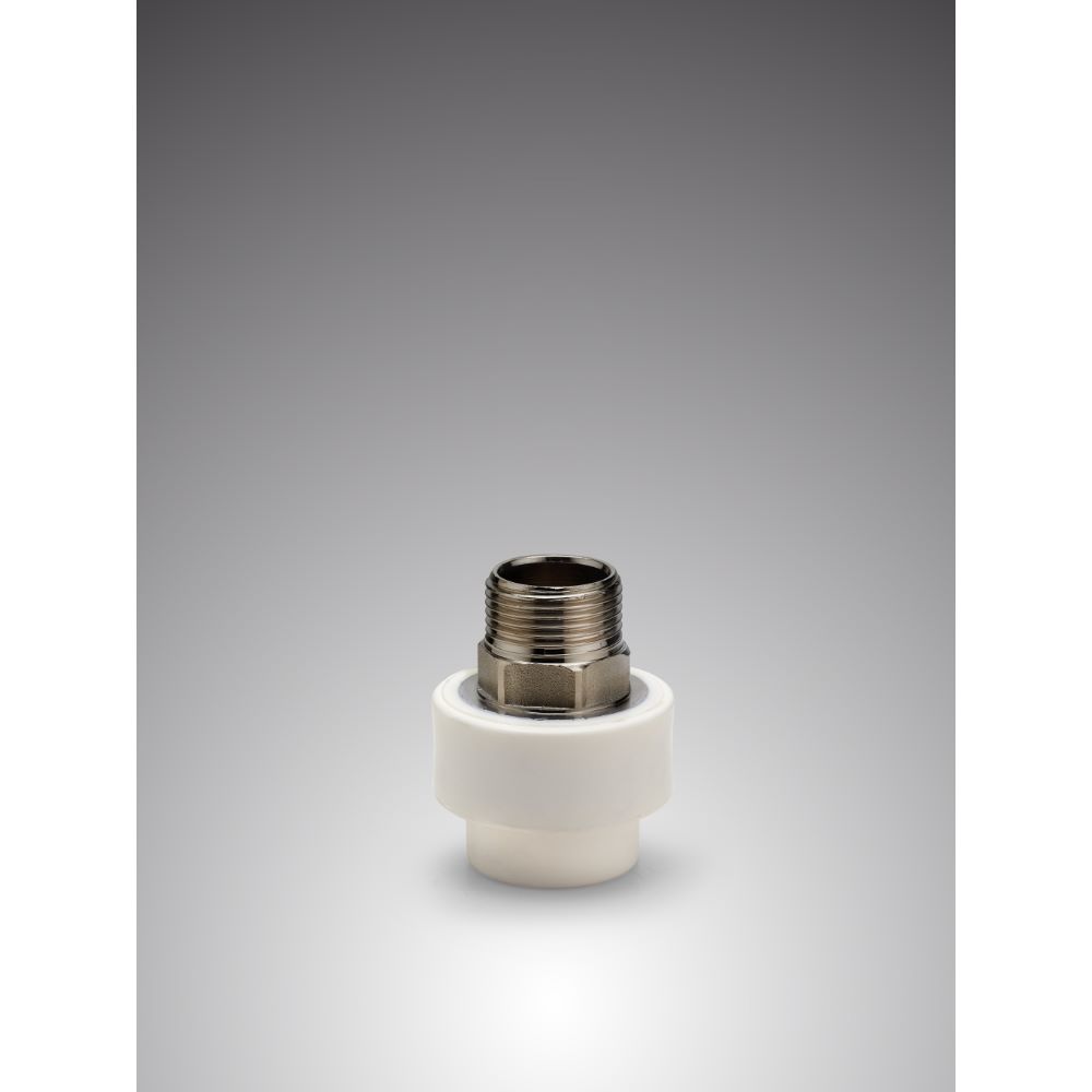 Mufa PPR 32 mm Vesbo, 1, filet exterior, prindere hexagonala, alb